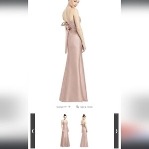 ALFRED SUNG Sz 4 Taupe V Neck Strappy Open-Back Bow Tie Trumpet Dress Gown